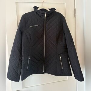 Ellen Tracy | Black quilted everyday jacket lightweight zip up size XL